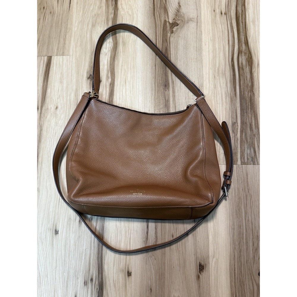 Kate Spade Kailee Brown Medium Double Compartment Leather Shoulder Bag
